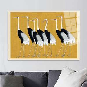 ผ้าใบพิมพ์ลาย: ศิลปะเครนมินิมอลแบบญี่ปุ่นที่หรูหราการตกแต่งแบบเซนศิลปะกระจกนิรภัย - Product Image 1