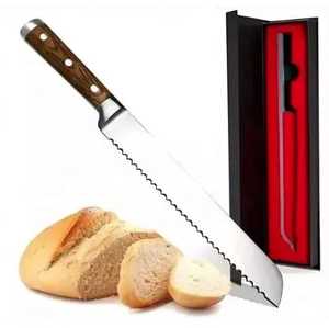 Wooden Handle Stainless Steel Chef <b>Knife</b> for Breakfast Preparation <b>Bread</b>/Cheese Cutting | Customizable Eco-Friendly Kitchen Tool - Product Image 1