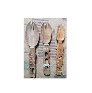 Ensemble de cuillères et fourchettes en bois au Look tendance avec Long manche naturel, cuillère et fourchette de luxe faites à la main, poignées de couverts de meilleure qualité - Product Image 4