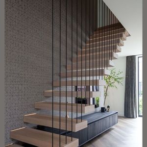 <span class=keywords><strong>Escalier</strong></span> flottant d'entrée majestueux sur mesure, conçu avec une poutre monolithique <span class=keywords><strong>en</strong></span> cascade et des jardinières intégrées - Product Image 3