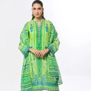 Robe pour dames Ethnic Friendly Women's Solid Pattern Lawn Dress Wholesale Low quantité minimale de commande OEM Services Hot Selling Lavable at Cheap Price - Product Image 1