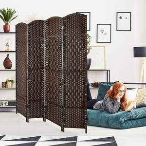 4 pannelli marrone intrecciato corda pieghevole divisorio 176X180 cm Design moderno schermo per camera da letto soggiorno ufficio - Product Image 3