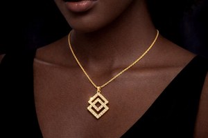 Collier pendentif géométrique fait main en argent sterling 925 plaqué or rose 14 carats avec zircon brillant étincelant, cadeau - Product Image 5