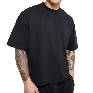 Camiseta cuadrada de peso pesado, camiseta en blanco Crop Boxy Fit, Camiseta de algodón 100% para hombre, camiseta anticontracción para hombre - Product Image 6