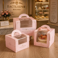 Boîte d'emballage pour gâteaux en carton alimentaire pliable et recyclable sur mesure avec fenêtre