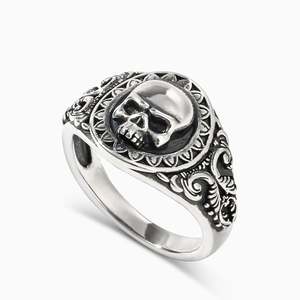 Jeulia Rose Gold Plated Micro Reaper <b>Skull</b> Sterling Silver Inlay <b>Ring</b> - Product Image 2