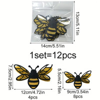 12 pièces 3D en trois dimensions petite abeille peinture murale dessin animé autocollant mural fond mur décors pour la maison