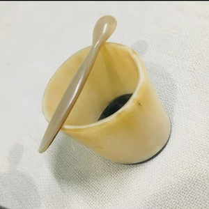 Buffalo horn <b>egg</b> cup with a horn spoon - Product Image 1