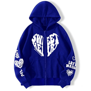 Sudadera con Capucha Extra Grande de Felpa Francesa con Estampado Puff, Alta Calidad, 100% Algodón, Estilo Urbano, Sudadera Lisa con Capucha para Mujer - Product Image 1