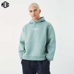 Sweat-shirt à capuche surdimensionné 100% coton unisexe avec logo personnalisé Nouveau Boxy Hoodies épais à épaules tombantes pour hommes Hiver teint uni - Product Image 1