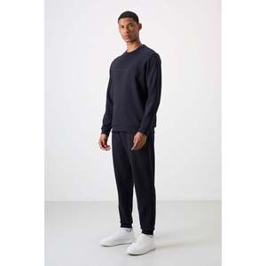 Ensemble de survêtement pour homme en coton bleu marine, épais, doux, texturé, coupe confortable, imprimé - 85253 - Bleu marine/marine - Product Image 6