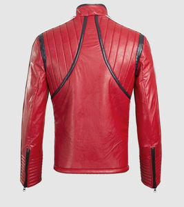 Veste en cuir véritable pour homme avec col montant, motif de dessin animé, logo frontal, imperméable, style bombardier d'hiver - Product Image 2