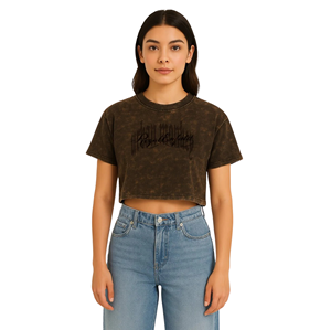 Women Acid Washed Crop T Shirt Vintage Cropped Tee Soft Cotton Casual Streetwear Summer Fashion <b>Top</b> - Product Image 3