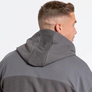Sweat-shirt à capuche en molleton pour homme, 100 % coton, coupe classique, gris uni, avec poche, décontracté, tricoté, respirant, pour l'automne - Product Image 3