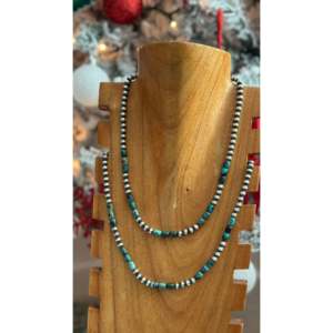 Collier de perles graduées en turquoise égyptienne et argent sterling, style Navajo, bijoux perlés raffinés - Product Image 2