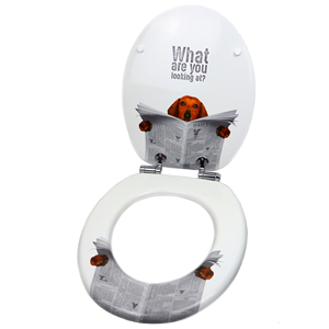 Sedile del water in MDF bianco da 1 confezione per cani di fantasia universale con chiusura rallentata - Product Image 3
