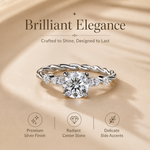 Anillo de Compromiso con Banda Trenzada y Diamante Moissanite de Corte Redondo de 1 Quilate en Oro Blanco |   Anillo de Compromiso Minimalista con Solitario para Mujer - Product Image 6