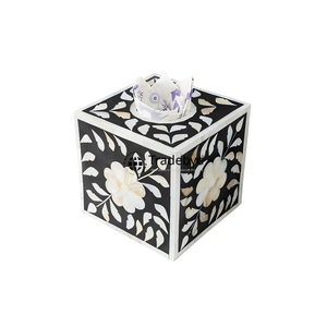 Decorative Mop Inlay Tissue <b>Box</b> Holder <b>Floral</b> Pattern Engraved Design Premium Quality Modern Tissue Holder for Elegant Home - Product Image 3