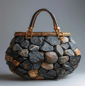 Modern black and <b>white</b> geometric pattern <b>bag</b> with sleek handles. Trendy look available at wholesale prices. - Product Image 6