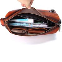 Tas genggam kulit asli pria, dompet panjang ritsleting lembut bisnis multi-saku portabel ringan ramah lingkungan