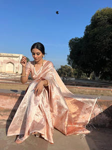 High Demand Banarasi Soft Silk <b>Saree</b> Rich Pallu <b>Blouse</b> Pieces Most Trending Women's Fashion Wholesale Factory Supplier Indian - Product Image 4