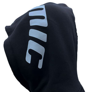 Sweat à capuche décontracté en coton à ourlet brut pour hommes, pull sans ficelle, sweats à capuche de sport surdimensionnés avec logo imprimé OEM - Product Image 3