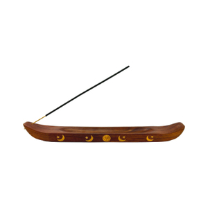 Natural Wooden <b>Incense</b> Boat <b>Stick</b> <b>Holder</b> with Brass Inlay Home Decoration Ash Catcher <b>Incense</b> Burner for Summer Season - Product Image 1