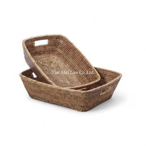 Plateau en rotin naturel tissé à la main pour la maison, idéal pour servir des aliments, des boissons et à des fins décoratives - Product Image 1