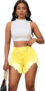 Short en jean croisé taille haute pour femmes 75% coton design intemporel avec cinq poches classiques shorts pour femmes - Product Image 6