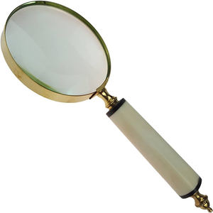 Poignée d'incrustation d'os avec loupe incurvée de feuille avec raccord en laiton finition nickel accessoires de bureau cadeaux - Product Image 3