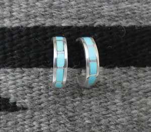 Pendientes de plata turquesa natural Pendientes hechos a mano American Zuni Turquoise - Product Image 2