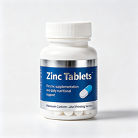 Étiquettes autocollantes imprimées étanches en feuille d'argent pour bouteilles de suppléments de zinc Haoxuan, pour l'emballage de produits de santé