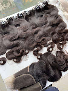 Cabello rizado negro súper doblemente tramado con ondas corporales, de cabello humano vietnamita, de 22-28 pulgadas, con trama a máquina. - Product Image 6