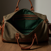 Fournisseur en gros Sac polochon de week-end en toile et cuir avec grand compartiment Sac de voyage en toile en cuir véritable Produit OEM et FBA