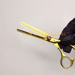 Tijeras de peluquería de acero inoxidable de 11.5 pulgadas, color KASH, para cortar el cabello, tijeras planas para flequillo y entresacar, 6H Negro 3H - Product Image 3