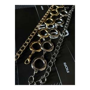 2-Piece Round <b>Gold</b> and Silver Detailed Women's <b>Chain</b> Waist <b>Belt</b>, Jacket <b>Belt</b>, Dress <b>Belt</b>, Shirt <b>Belt</b> - <b>Gold</b> 2 - Product Image 1