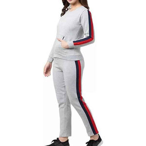 Women's Custom Logo 2-Piece Heavyweight Fitness Jogger Track Suits Solid Pattern Ladies Full Customization Tracksuit - Product Image 1