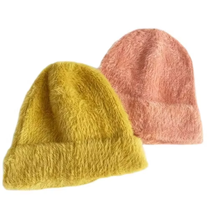 New <b>Design</b> Mohair Knitted Winter Beanie <b>Cap</b> Manufacturer for Men Rhinestone Beanie with Custom logo - Product Image 1