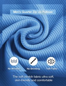 Pull à quart de fermeture éclair pour hommes, sweat-shirt polo décontracté à manches longues, pulls à col montant et coupe ajustée avec poche - Product Image 2