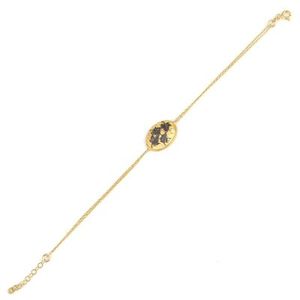 925 Sterling Silver Leaf Pattern Chain <b>Bracelet</b> Yellow Plant Shape - Product Image 2