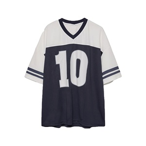 Hot Selling Breathable Plus Size Custom Print Retro Soccer Jersey <b>Y2K</b> Street Wear V Neck Boxy T <b>Shirt</b> Loose 100% Cotton 220g - Product Image 1