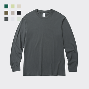 Venta al por mayor de fábrica Unisex 100% camisetas de algodón 230gsm camisetas sólidas de manga larga para Logo camiseta personalizada para hombres - Product Image 2