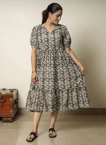 Vestido <span class=keywords><strong>Kurti</strong></span> Moderno de Algodón Estampado para Mujer KBK, Detalle de Cuello Único, Protección Solar, Secado Rápido, Informal, Gris, Estilo Indio - Product Image 2