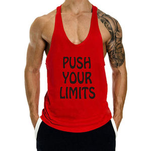 Chemises sans manches côtelées Muscle avec logo personnalisé 94% coton 6% Spandex respirant musculation Stringer pour les hauts vierges élégants pour hommes - Product Image 1