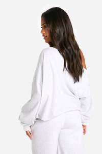 เสื้อสเวตเชิ้ตผู้หญิงแบบมีฮู้ดเปิดไหล่ทรงหลวมใส่สบายแขนยาวสำหรับฤดูหนาว-เสื้อสวมใส่สบายๆ - Product Image 2