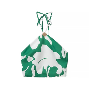 ชุดสองชิ้นเสื้อคล้องคอและกระโปรงยาวครึ่งเข่าพิมพ์ลายสำหรับฤดูร้อน - Product Image 2