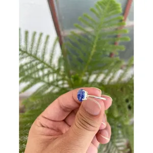 925 Platinum <b>Silver</b> <b>Boho</b> Statement <b>Ring</b> with Natural Sapphire Romantic Marquise Cut Gemstone for Engagement - Product Image 3