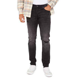 Salopette en jean tricoté pour homme, coupe droite, taille mi-haute, style urbain, poches croisées, respirante et légère, expédition immédiate - Product Image 1