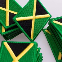 La bandera del país de Jamaica parche emblema nacional bordado hierro en, Bandera de Jamaica parche bordado