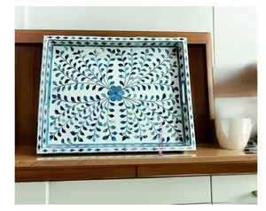 Bandeja estándar con Incrustaciones de nácar, bandeja para servir madera de hueso y acrílico para el hogar y el restaurante, utensilios de cocina y Cena - Product Image 4